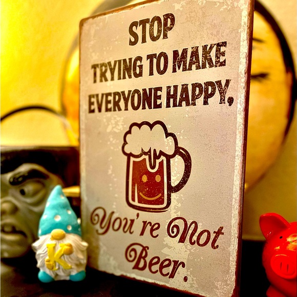 ✨Funny BEER Tavern Bar Man Cave Vintage Style 8”x12” Wall Hanging Tin Sign FREE - Picture 1 of 4